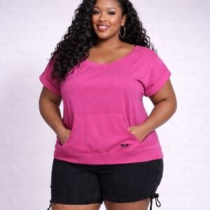 Nine West | Off-Shoulder Top with Kangaroo Pocket | XL/XXL | Y2K Athleisure